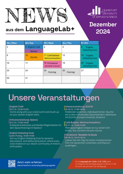 Events in the LanguageLab+ in Dezember 2024