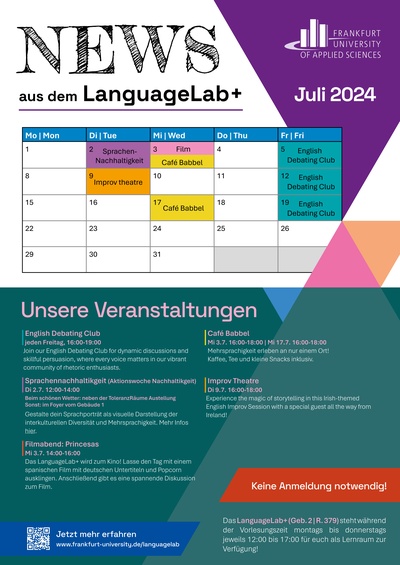 Events in LanguageLab+ in July 2024