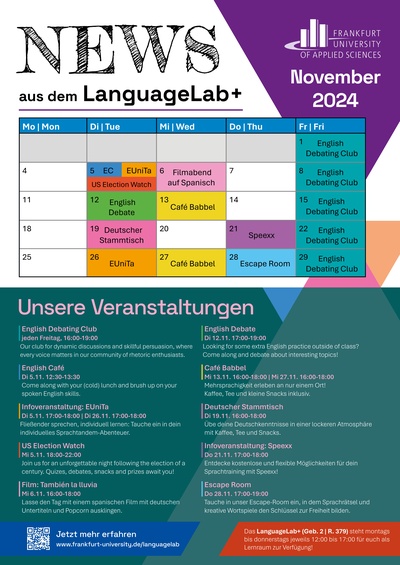 Veranstaltungen im November 2024 im LanguageLab+